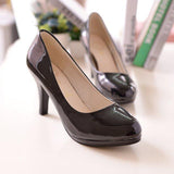 Of 2025 New Patent Leather High Heel Women's Shoes Professional OL Table Shallow Mouth Round Head Single Shoes