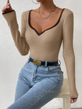 Women's Fashion Temperament V-Neck Knitting Bottom Slim Slim Solid Color Bhair