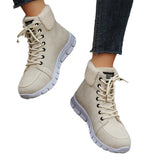 Women's Shoes In The Autumn And Winter Of 2025, High-Top Casual Base Plus Velvet Warm Snow Boots Women's Flat Bottom Short