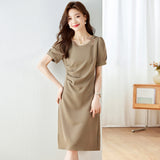 Design Dress Women 2025 Summer New Folding Elegant Temperament Of The Long Simple