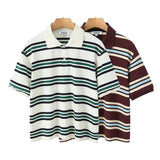 Retro Sexy Hottie Style Striped Short-Sleeved Polo Collar