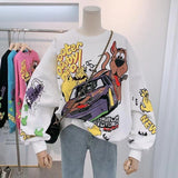 New Long-Sleeved Round-Neck Loose Street Racing Dog Harajuku Girl's