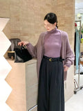 Xixi 2025 Autumn New White Standard Long Sleeve High-Neck Knitted Top Sweater Women