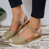 Summer New Large-Size Bag Head Behind The Empty Slope And Thick Bottom Roman Sandals
