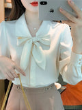 Shirts and Blouses Elegant and Youth Woman Blouses Bow Vintage White Shirt Women Korean Women's Clothes Basic Women