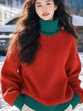 Turtleneck Sweater Female Gas Bottom T-Shirt 2025 New Christmas And Autumn Winter Beautiful Outside Wearing Knitted Shirt