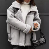 Lamb Wool Coat 2025 New Design Sense Spliced Street Locomotive Cotton