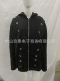 Iron Ring Hollow Loose Open Shirt Zipper Hoodie Chicken Eye Design Jacket