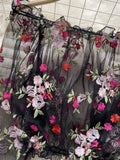 Mesh Embroidery Sheer Blouse Fashion Slash Neck Loose Puff Sleeve Tops Short Smock Streetwear Lace Y2K Summer Blouses 211-0-Outfit