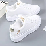 Women Casual Shoes New Spring Women Shoes Fashion Embroidered White Sneakers Breathable Flower Lace-Up Women