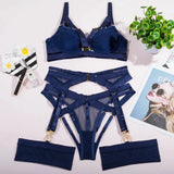 Navy Blue Strappy Lingerie Set-Outfit