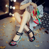 Zingj Shoes National Wind Retro Plate Buckle Embroidered Cloth Shoes Spring And Autumn Linen Round Head Women's Single Shoes Mother Shoes Wedding