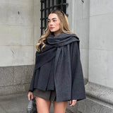 Short-Sleeved Scarf Short Knitted Coat ZA Fashion Temperament Autumn And Winter Women's