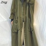 Women Hooded 3 Colors Pockets Loose Spring Cargo Minimalist Popular Couple Japan Style Street Outerwear Ins Leisure