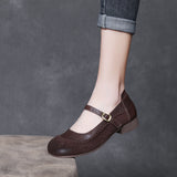 Kraft Retro Flat And Mary Jane Single Shoes Four Seasons Of Spring And Autumn New Soft-Soled Soft-Sided Casual Women's