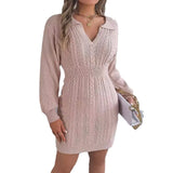 Autumn And Winter Burst Chicken Heart Collar Lantern Sleeve Ass Sweater Skirt Women's