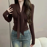 Autumn And Winter Dress Alone Special Tight Bottom Shirt Top Dress Small Design Solid Color Long Sleeves With