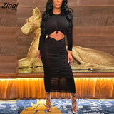Long Pleated Dress Women Hollow Out Draped Bodycon Sundress Party Club Dresses Summer Clothings
