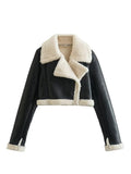 2025 Winter Season New Women's Lapel Fur Integrated Grab Velvet Double-Sided Short Jacket