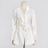 Zingj Casual Suit Autumn 2024 New Flower Splicing Long Sleeve Suit Jacket Nail Bead Micro La Straight