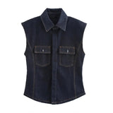 Women's INS Explosion Casual Sleeveless Cowboy Backs Trousers