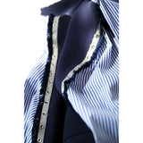 Women's Clothing Japan Hanchun Autumn New Long-Sleeved Top Air Cotton Collar Striped Splicing Shirt