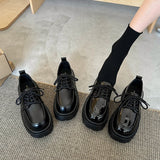 Bottom British Wind Small Leather Shoes Women's Spring And Autumn New High-Lefford Shoes Black Jk Single Shoes Ladies Leather