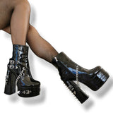 Y2k Rivet Punk Coarse And High-Heeled Size 44 Female Short