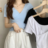 Zingj Summer New Design Cross Versatile Show Slim Short-Sleeve T-Shirt Korean Version Short Pure Color Jacket