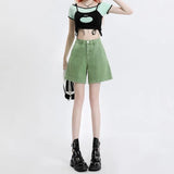 Zingj Denim Shorts Female Summer Thin 2024 New Design Sense Small High Waist Show Thin Wide Leg Five Split