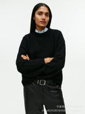 Soft-Gried Gray Sweater Woman 2025 Autumn And Winter Loose Thick Sheep Velvet Collar Knitted