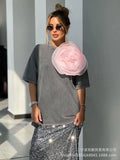 Summer New Hot Water Washing Wax Dye Faded Short-Sleeved Street Style To Make Old Cotton T-Shirt