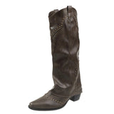 Rivet High-Thorn Western Cowboy Boots Rider Boots Long Boots Women Boots French Boots Retro