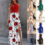 Women's Dress 2025 Slanted Shoulder Dress Temperament Sleeveless Sexy High-Waist Opening