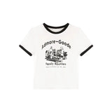 Zingj And Spicy Wind Letter Print T-Shirt Female 2024 Summer Slim Slim Short Color Round Collar Short-Sleeved Student