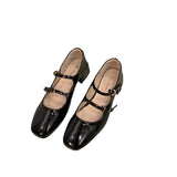 Red Mary Jane Shoes For Women's Shoes 2025 New Summer French Evening Black Spring And Autumn Single Shoes 211-0-Outfit