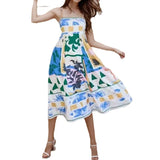 Summer Women's New Temperament Elegant High-Waist Print Slings Casual Fashion