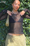 Women Hollow Out Pullover Loose Long Sleeve Crochet Sweater Knitted Beach Summer Cover Up Retro Fairycore Grunge