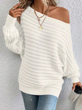 And Winter New Solid Color Three-Dimensional Cross-Print Collar Bat Sleeve Knitted Sweater