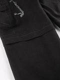 Chain Embellished Strap Straight Leg Pants-Outfit