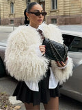 Women's ZA Explosion Autumn And Winter New Artificial Fur Effect Collared Long-Sleeved