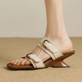New Square Head Woven Slope And Slippers Women's Summer Fashion Wear High-Hee Women's Cool