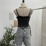 Wasteland Hottie Wearing Sling Vest To Do Old Hole Tie Dye With Chest Cushion Short Sleeveless Top