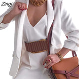 New Women Suit Blazers Office Lady Solid Color Lapel Long Sleeves Open-Front Loose Formal Coat for Ladies 8