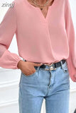 Spring Clothing Loose Tops Chiffon Blouse White Tops Office Lady Long Sleeve Fashion Women Shirt Solid Elegant New