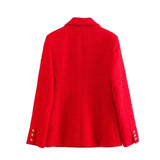 Women's Textured Double Breasted Blazer New 2025 Autumn / Winter Fashion Casual