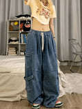 Punk Blue Wash Baggy Cargo Jeans-Outfit