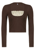 Square collar Lace Crop Top- Outfit