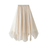 A Word Half-Dress Woman 2025 New Medium Long Gentle Fairy Yarn Skirt Wave Hem