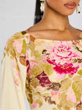 Middle East Women's Dress Prints Long-Sleeved Horns Long Dress Evening